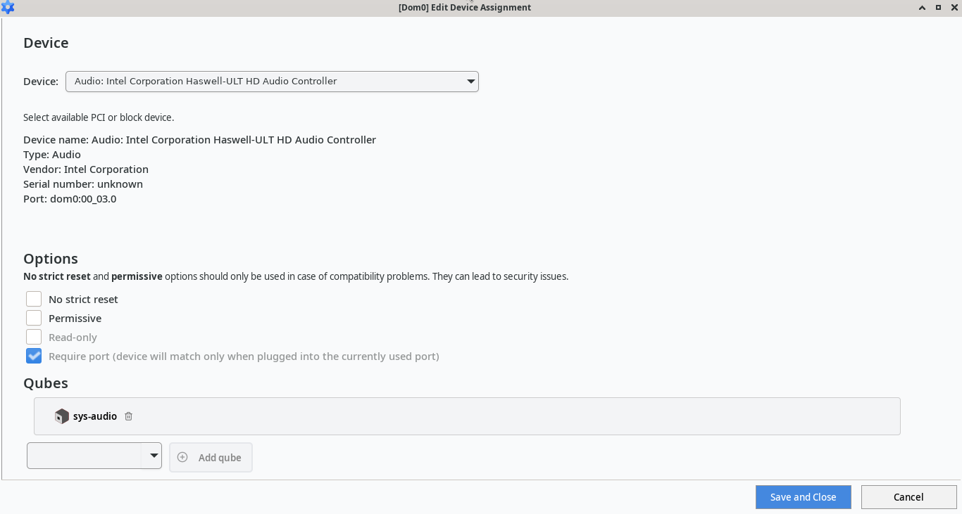 Editing a required device in Global Config