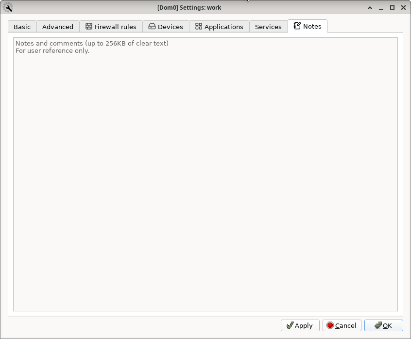 Qube settings showing qube notes